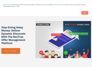 How revtrax.com looks like on a tablet such as an iPad.