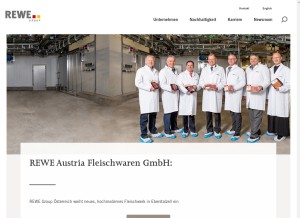 How rewe-group.at looks like on a tablet such as an iPad.