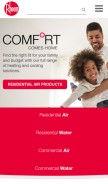 How rheem.com looks like on a mobile device such as an iPhone.
