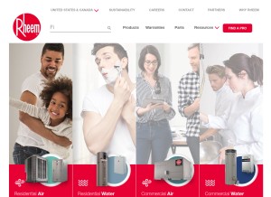 How rheem.com looks like on a tablet such as an iPad.