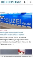 How rheinpfalz.de looks like on a mobile device such as an iPhone.