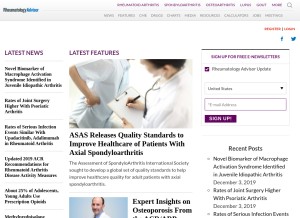 How rheumatologyadvisor.com looks like on a tablet such as an iPad.