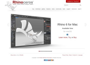 How rhino3d.com looks like on a tablet such as an iPad.