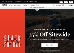 How rhone.com looks like on a tablet such as an iPad.