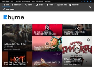 How rhymehiphop.com looks like on a tablet such as an iPad.
