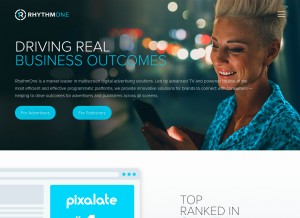 How rhythmone.com looks like on a tablet such as an iPad.