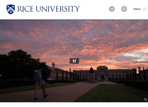 How rice.edu looks like on a tablet such as an iPad.