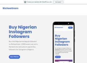 How richeegram.wordpress.com looks like on a tablet such as an iPad.