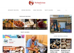 How richeelicious.com looks like on a tablet such as an iPad.