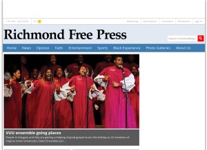 How richmondfreepress.com looks like on a tablet such as an iPad.