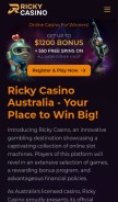 How rickycasino.co looks like on a mobile device such as an iPhone.