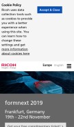 How ricoh-europe.com looks like on a mobile device such as an iPhone.