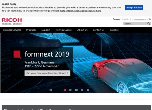 How ricoh-europe.com looks like on a tablet such as an iPad.