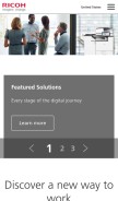 How ricoh-usa.com looks like on a mobile device such as an iPhone.