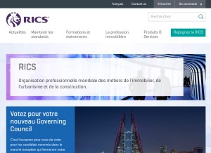 How rics.org looks like on a tablet such as an iPad.