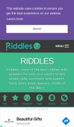 How riddles.com looks like on a mobile device such as an iPhone.