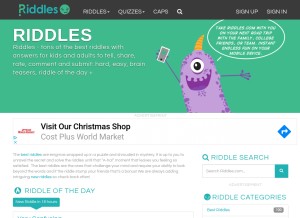 How riddles.com looks like on a tablet such as an iPad.