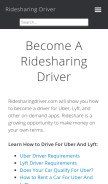 How ridesharingdriver.com looks like on a mobile device such as an iPhone.
