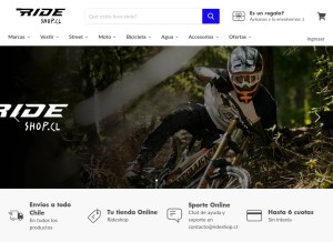 How rideshop.cl looks like on a tablet such as an iPad.