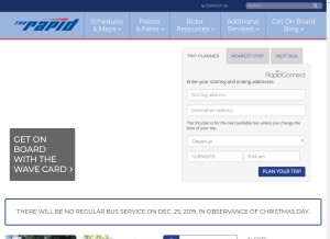 How ridetherapid.org looks like on a tablet such as an iPad.