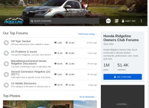 How ridgelineownersclub.com looks like on a tablet such as an iPad.