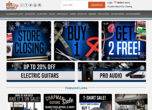 How riffcityguitaroutlet.com looks like on a tablet such as an iPad.