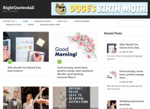 How rightquotes4all.com looks like on a tablet such as an iPad.