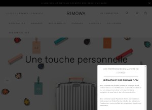 How rimowa.com looks like on a tablet such as an iPad.