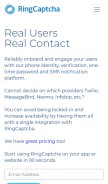 How ringcaptcha.com looks like on a mobile device such as an iPhone.