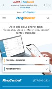 How ringcentral.biz looks like on a mobile device such as an iPhone.