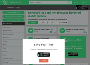 How ringtonemobi.com looks like on a tablet such as an iPad.