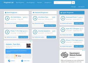 How ringtoneslab.com looks like on a tablet such as an iPad.