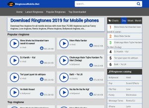 How ringtonesmobile.net looks like on a tablet such as an iPad.