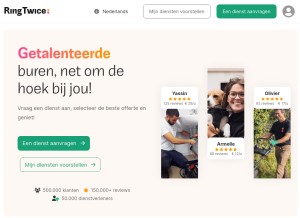 How ringtwice.be looks like on a tablet such as an iPad.