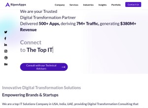 How ripenapps.com looks like on a tablet such as an iPad.