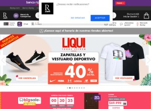 How ripley.cl looks like on a tablet such as an iPad.