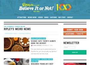 How ripleys.com looks like on a tablet such as an iPad.