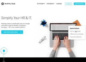 How rippling.com looks like on a tablet such as an iPad.
