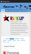 How riseup.net looks like on a mobile device such as an iPhone.