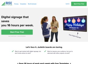 How risevision.com looks like on a tablet such as an iPad.