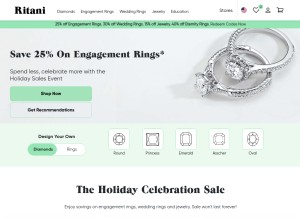 How ritani.com looks like on a tablet such as an iPad.