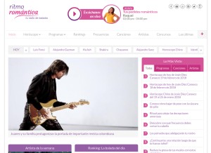 How ritmoromantica.pe looks like on a tablet such as an iPad.