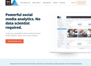 How rivaliq.com looks like on a tablet such as an iPad.