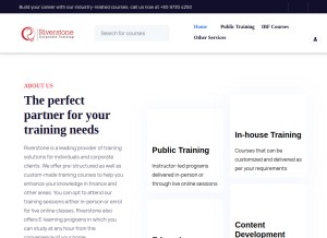 How riverstonetraining.com.sg looks like on a tablet such as an iPad.