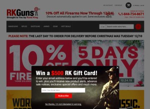 How rkguns.com looks like on a tablet such as an iPad.