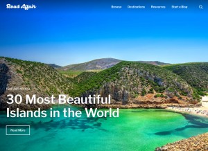 How roadaffair.com looks like on a tablet such as an iPad.