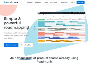 How roadmunk.com looks like on a tablet such as an iPad.