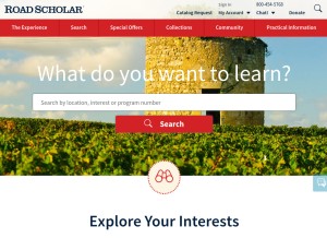How roadscholar.org looks like on a tablet such as an iPad.