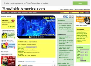 How roadsideamerica.com looks like on a tablet such as an iPad.