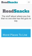 How roadsnacks.net looks like on a mobile device such as an iPhone.